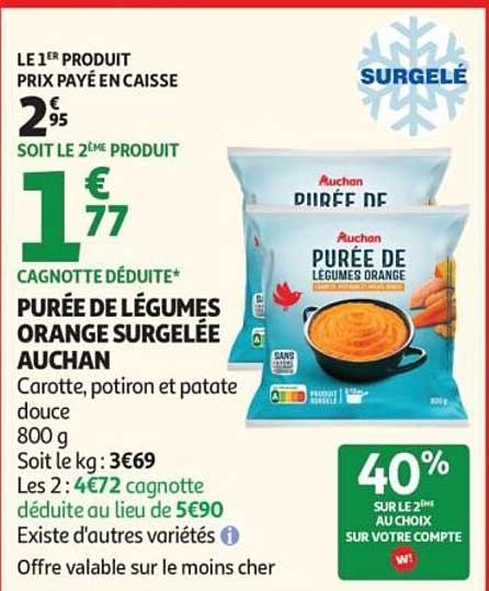 PURÉE DE LÉGUMES ORANGE SURGELÉE AUCHAN