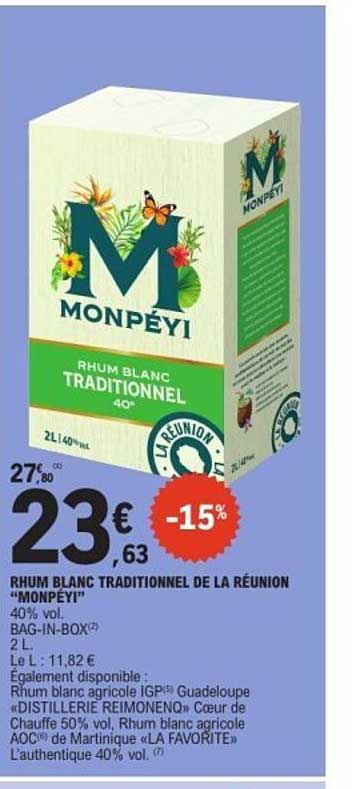 RHUM BLANC TRADITIONNEL DE LA RÉUNION «MONPÉYI»