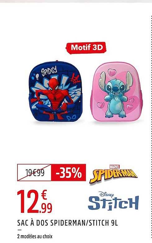 SAC À DOS SPIDERMAN/STITCH 9L
