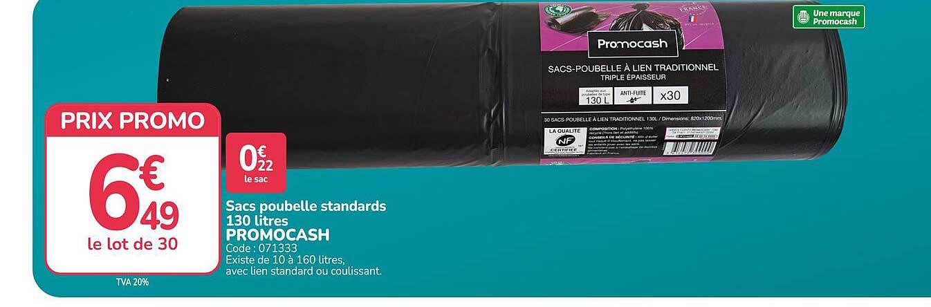 Sacs poubelle standards 130 litres PROMOCASH