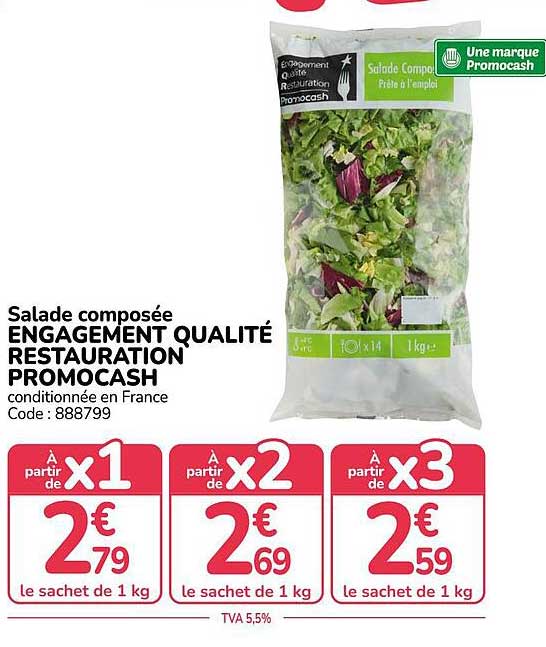 Salade composée ENGAGEMENT QUALITÉ RESTAURATION PROMOCASH