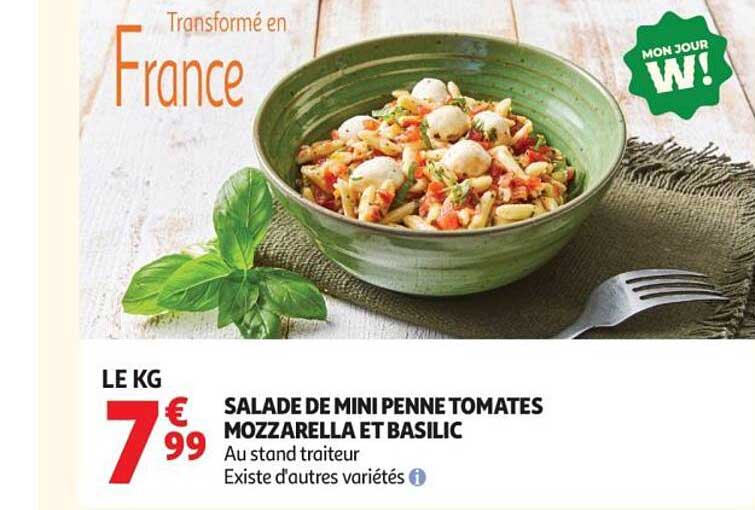 SALADE DE MINI PENNE TOMATES MOZZARELLA ET BASILIC