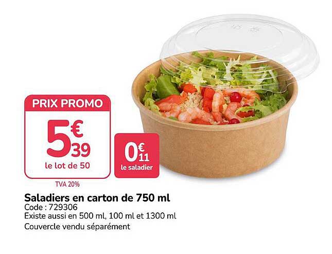Saladiers en carton de 750 ml