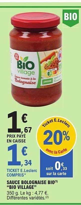 SAUCE BOLOGNAISE BIO(1) “BIO VILLAGE”