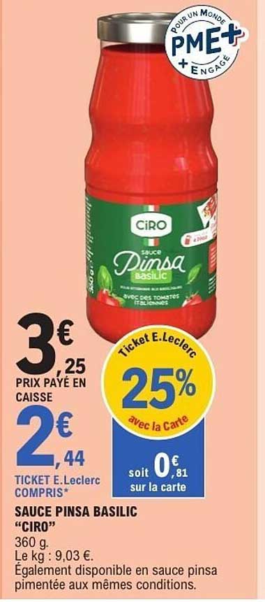 SAUCE PINSA BASILIC “CIRO”
