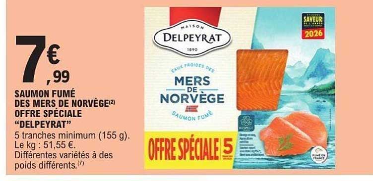 SAUMON FUMÉ DES MERS DE NORVÈGE OFFRE SPÉCIALE "DELPEYRAT"