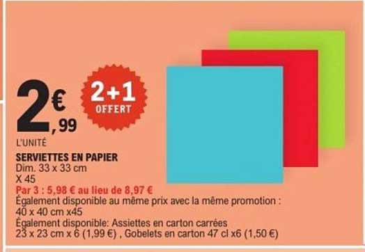 SERVIETTES EN PAPIER