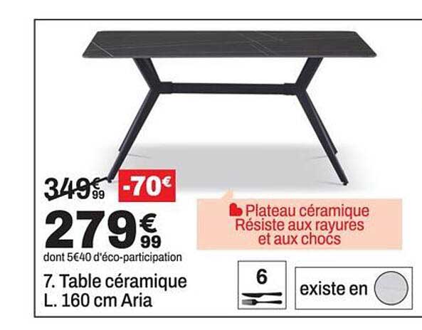 Table céramique L. 160 cm Aria