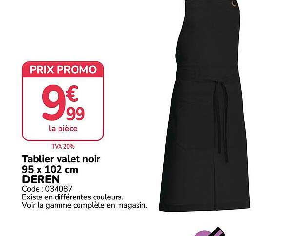 Tablier valet noir 95 x 102 cm DEREN