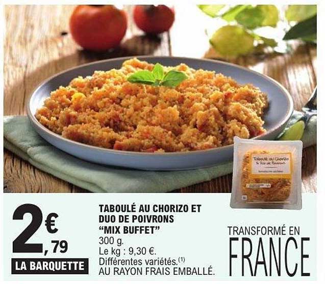 TABOULÉ AU CHORIZO ET DUO DE POIVRONS "MIX BUFFET"