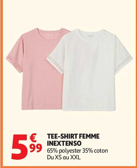 TEE-SHIRT FEMME INEXTENSO 65% polyester 35% coton Du XS au XXL