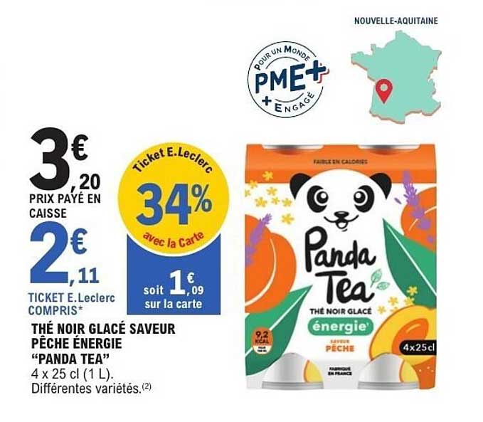 THÉ NOIR GLACÉ SAVEUR PÊCHE ÉNERGIE “PANDA TEA”