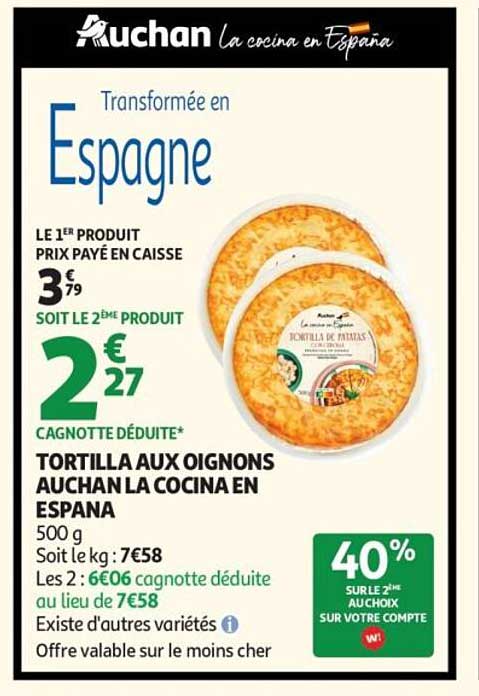 TORTILLA AUX OIGNONS AUCHAN LA COCINA EN ESPANA