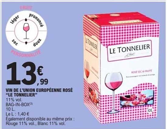 VIN DE L'UNION EUROPÉENNE ROSÉ “LE TONNELIER”