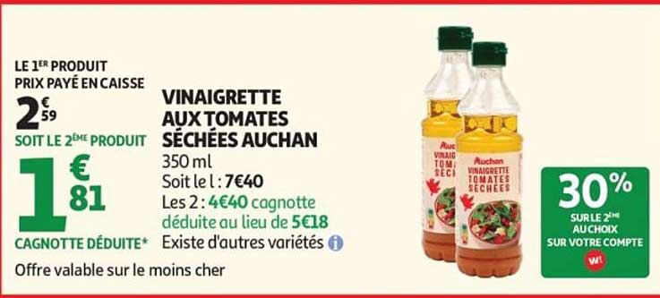 VINAIGRETTE AUX TOMATES SÉCHÉES AUCHAN