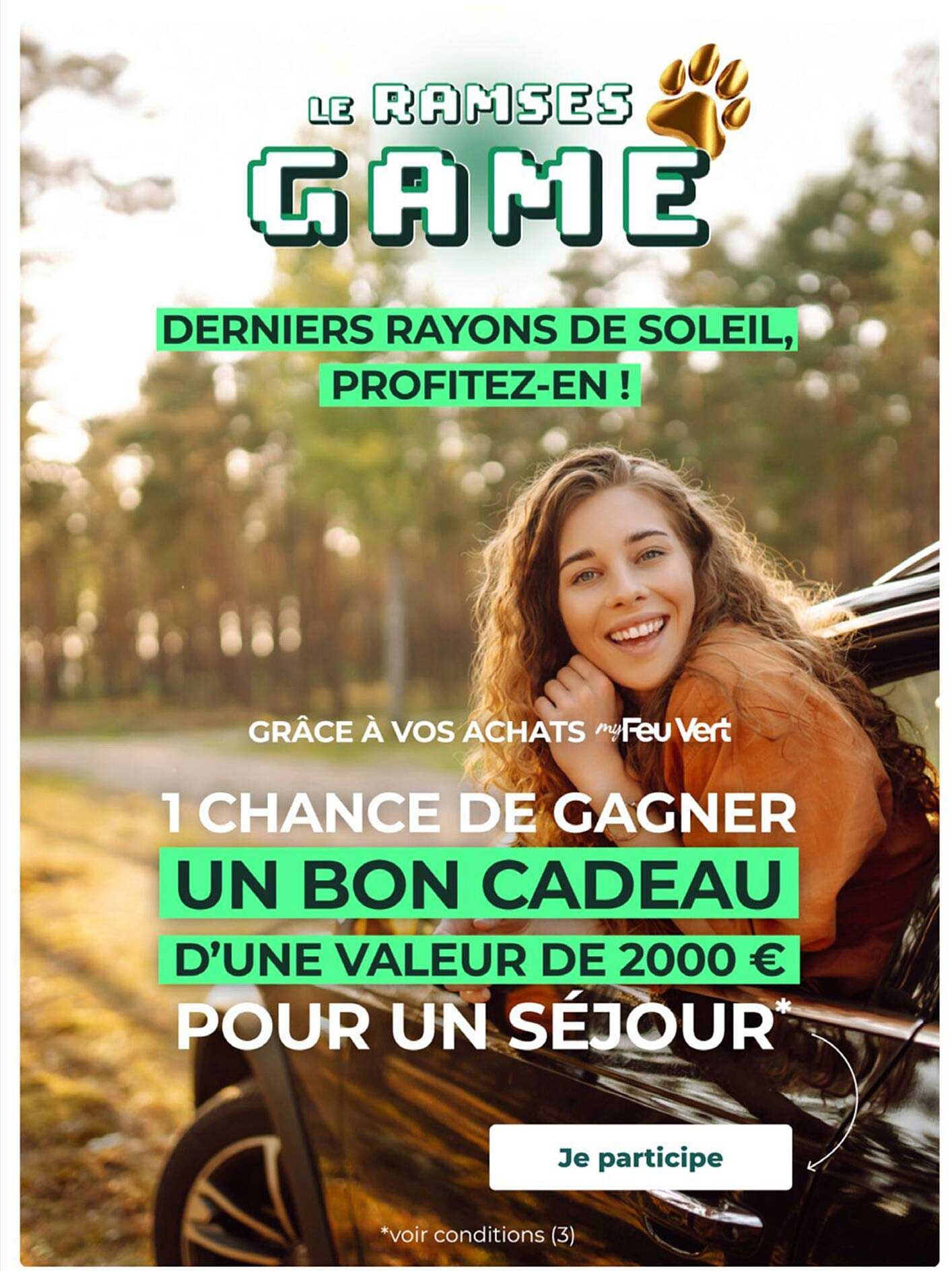 1 CHANCE DE GAGNER UN BON CADEAU D’UNE VALEUR DE 2000 € POUR UN SEJOUR