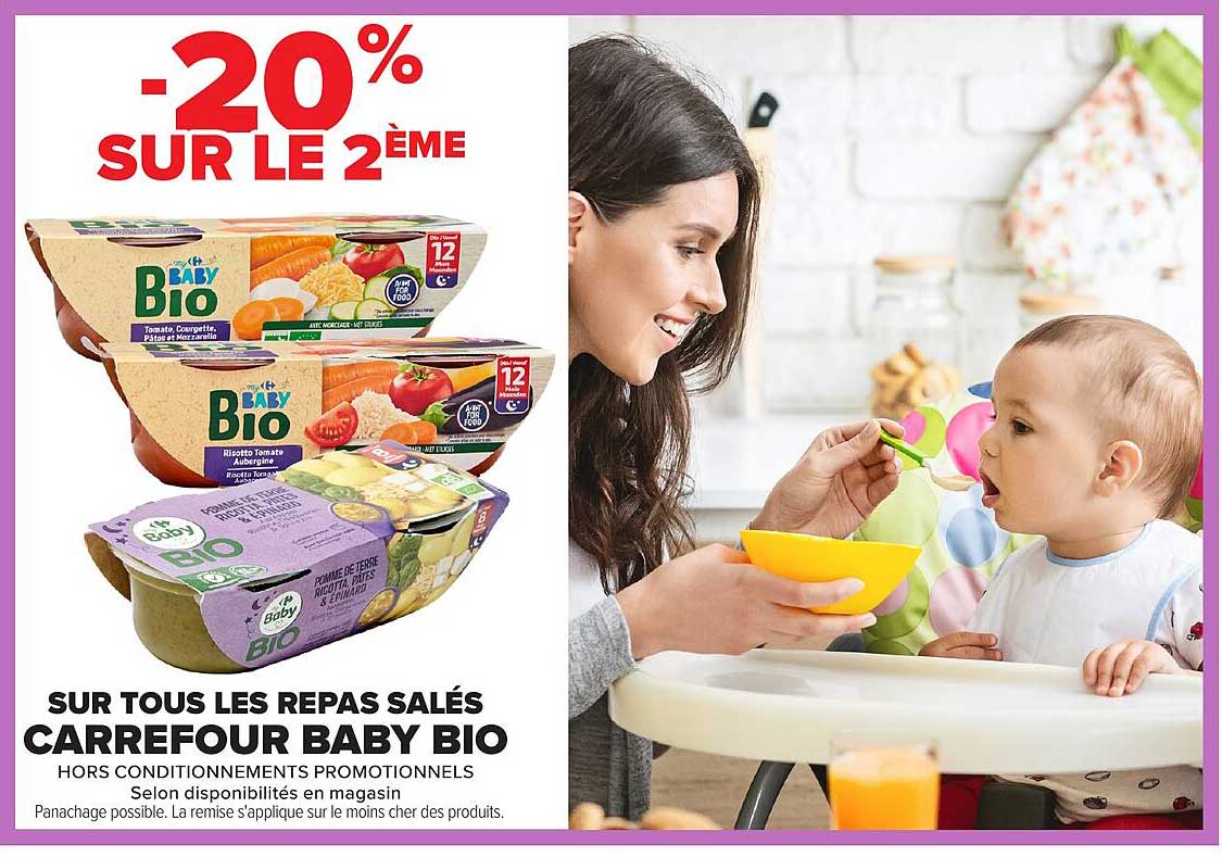 -20% SUR LE 2ÈME SUR TOUS LES REPAS SALÉS CARREFOUR BABY BIO