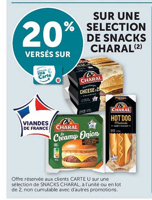 20% VERSÉS SUR SUR UNE SÉLECTION DE SNACKS CHARAL(2)