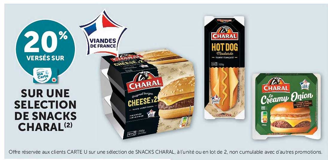 20% VERSÉS SUR SUR UNE SÉLECTION DE SNACKS CHARAL(2)