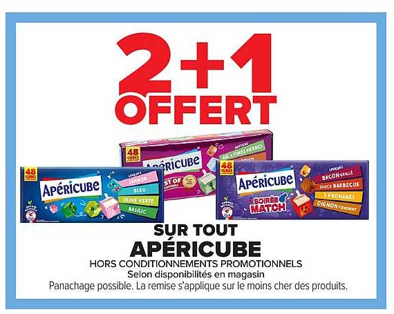 2+1 OFFERT SUR TOUT APÉRICUBE