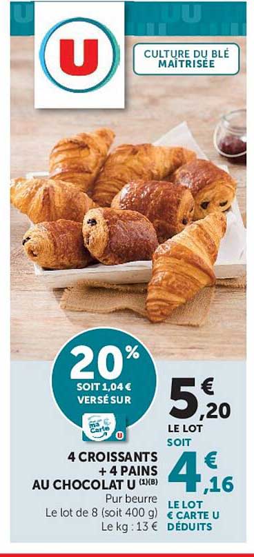 4 CROISSANTS + 4 PAINS AU CHOCOLAT U (1) (B)