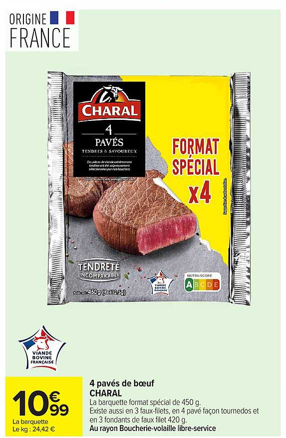4 pavés de boeuf CHARAL