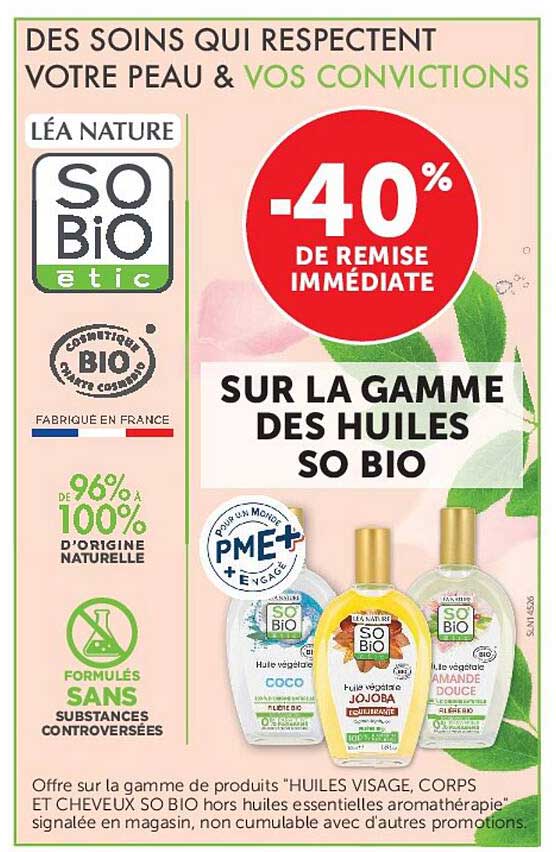 -40% DE REMISE IMMÉDIATE SUR LA GAMME DES HUILES SO BIO