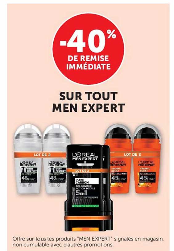 -40% de remise immédiate sur tout MEN EXPERT