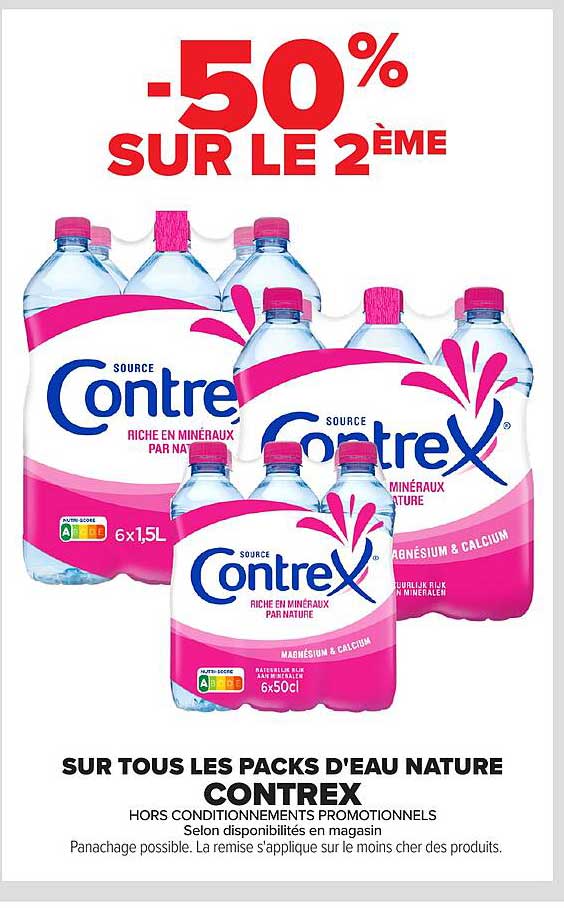 -50% SUR LE 2ÈME SUR TOUS LES PACKS D’EAU NATURE CONTREX