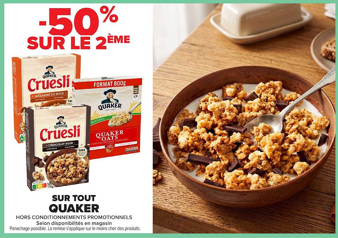 -50% SUR LE 2ÈME SUR TOUT QUAKER