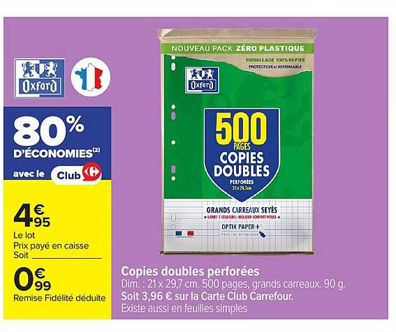 500 copies doubles perforées