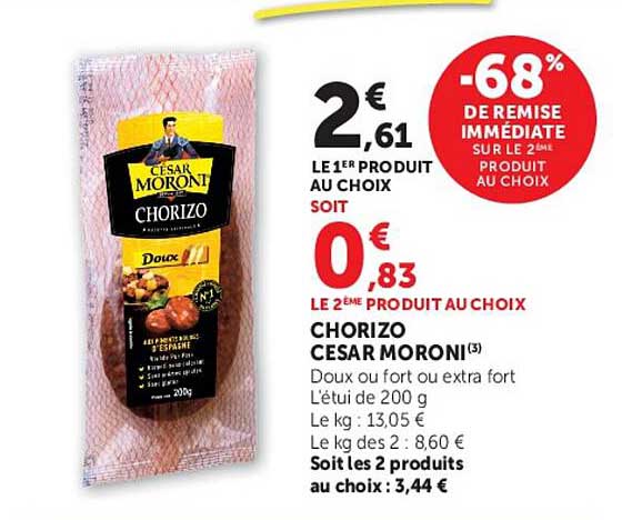-68% de remise immédiate sur le 2ème produit au choix