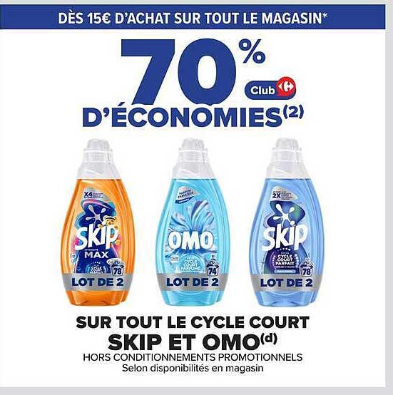 70% d’économies Club Carrefour dès 15€ d’achat sur tout le magasin*
