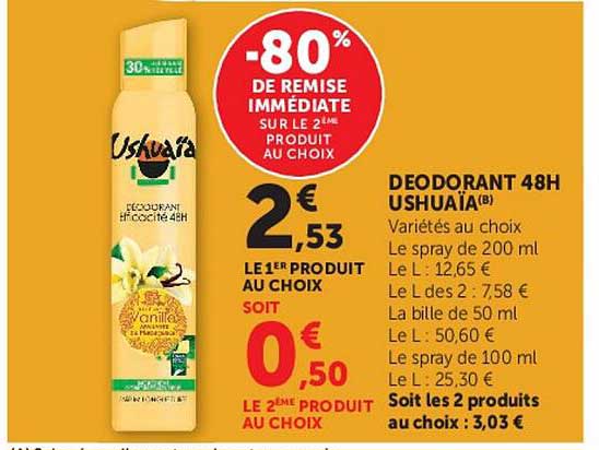 -80% DE REMISE IMMEDIATE SUR LE 2ème PRODUIT AU CHOIX