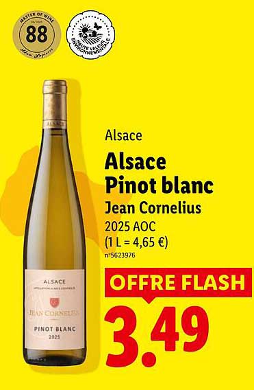 Alsace Pinot blanc Jean Cornelius 2025 AOC (1 L = 4,65 €)