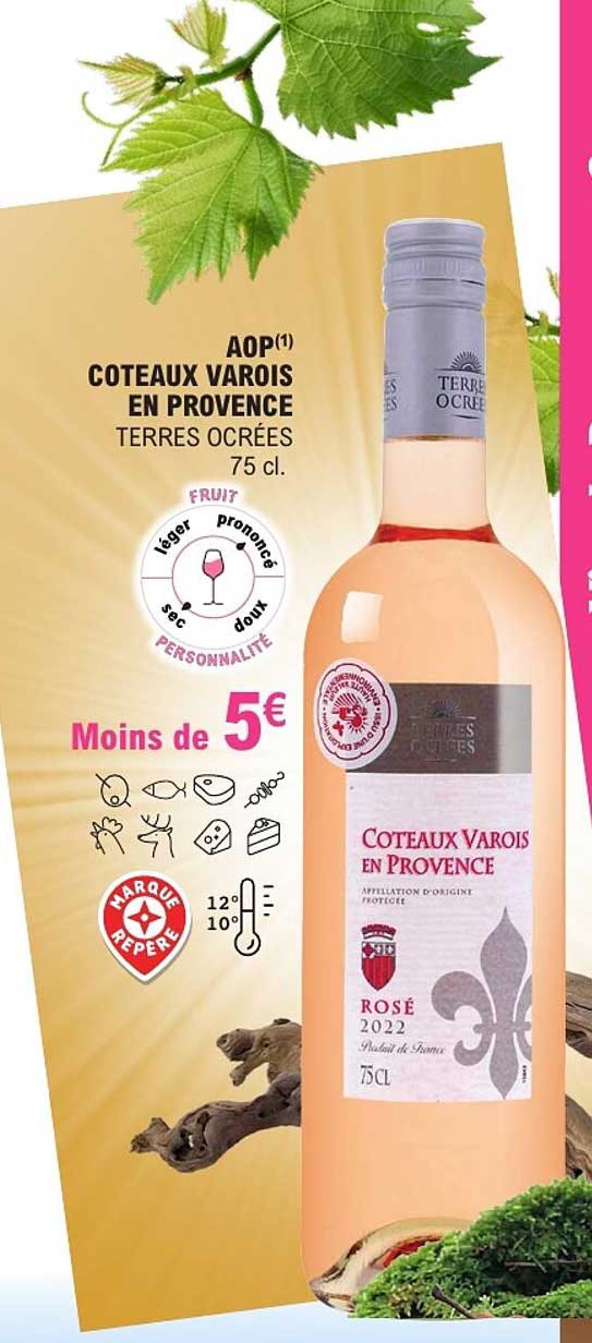 AOP COTEAUX VAROIS EN PROVENCE TERRES OCRÉES 75 cl.