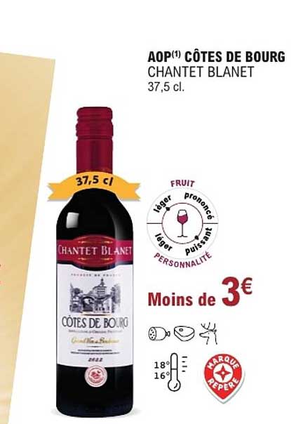 AOP CÔTES DE BOURG CHANTET BLANET 37,5 cl.