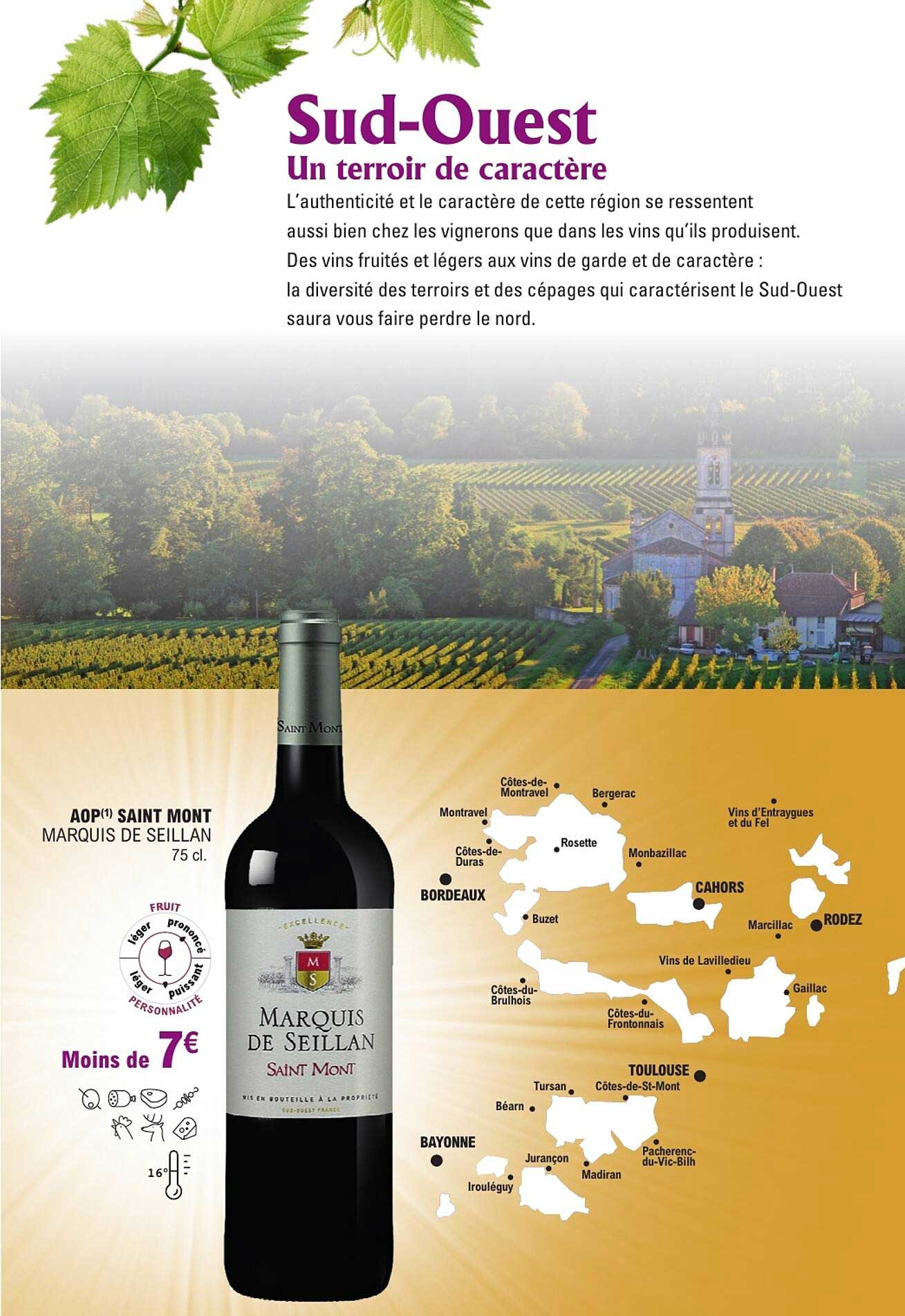 AOP SAINT MONT MARQUIS DE SEILLAN 75 cl.