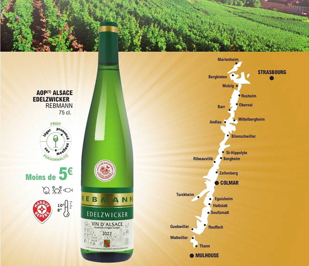 AOP(1) ALSACE EDELZWICKER REBMANN 75 cl.