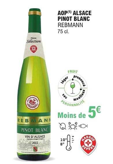 AOP(1) ALSACE PINOT BLANC REBMANN 75 cl.