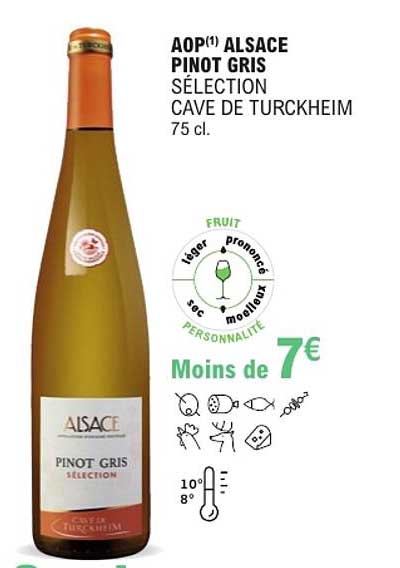 AOP(1) ALSACE PINOT GRIS SÉLECTION CAVE DE TURCKHEIM 75 cl.