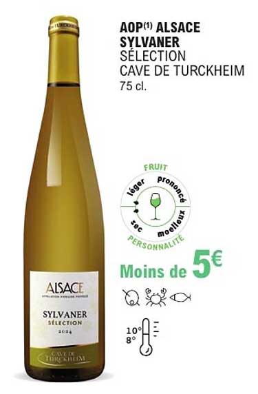 AOP(1) ALSACE SYLVANER SÉLECTION CAVE DE TURCKHEIM 75 cl.