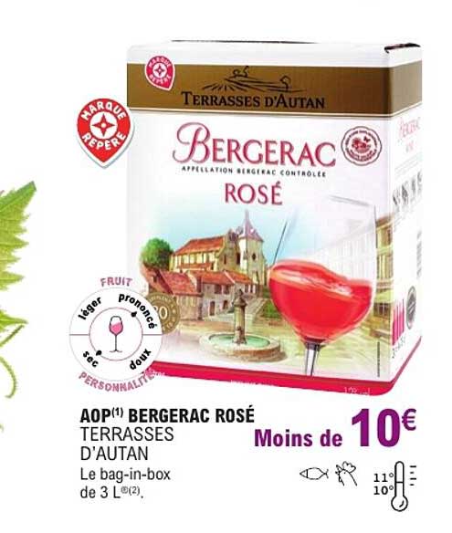 AOP(1) BERGERAC ROSÉ TERRA​SSES D'AUTAN Le bag-in-box de 3 l(2).