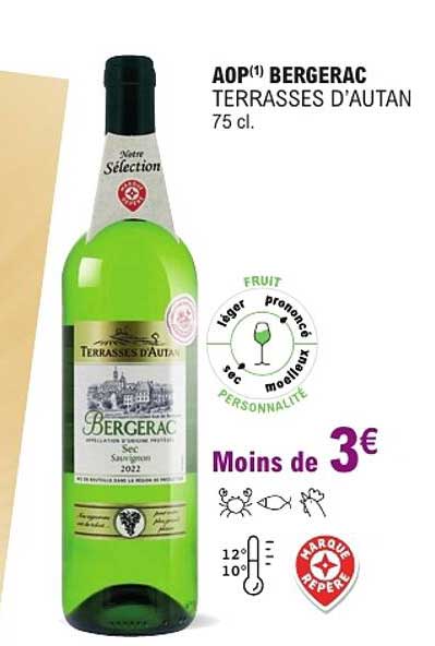 AOP(1) BERGERAC TERRASSES D’AUTAN 75 cl.