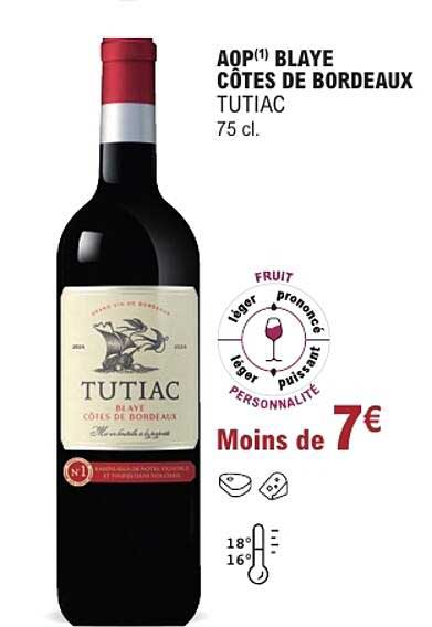 AOP(1) BLAYE CÔTES DE BORDEAUX TUTIAC 75 cl.