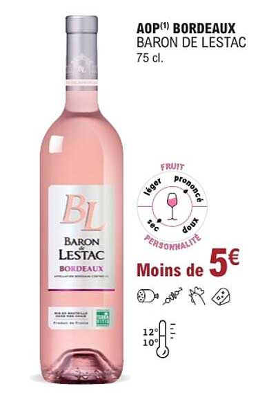 AOP(1) BORDEAUX BARON DE LESTAC 75 cl.
