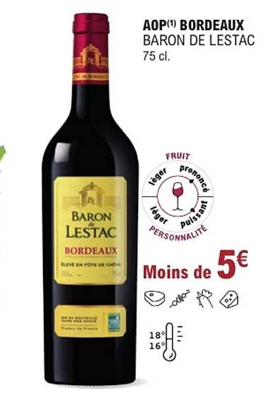 AOP(1) BORDEAUX BARON DE LESTAC 75 cl.