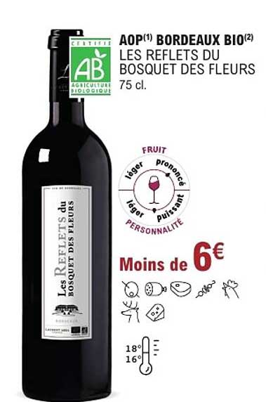 AOP(1) BORDEAUX BIO(2) LES REFLETS DU BOSQUET DES FLEURS 75 cl.