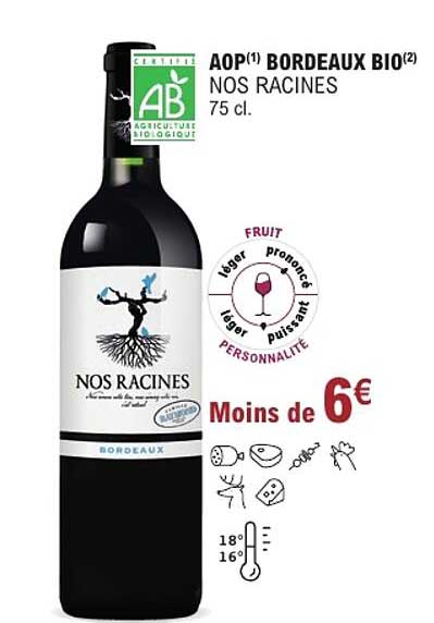 AOP(1) BORDEAUX BIO(2) NOS RACINES 75 cl.