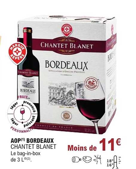 AOP(1) BORDEAUX CHANTET BLANET Le bag-in-box de 3 L